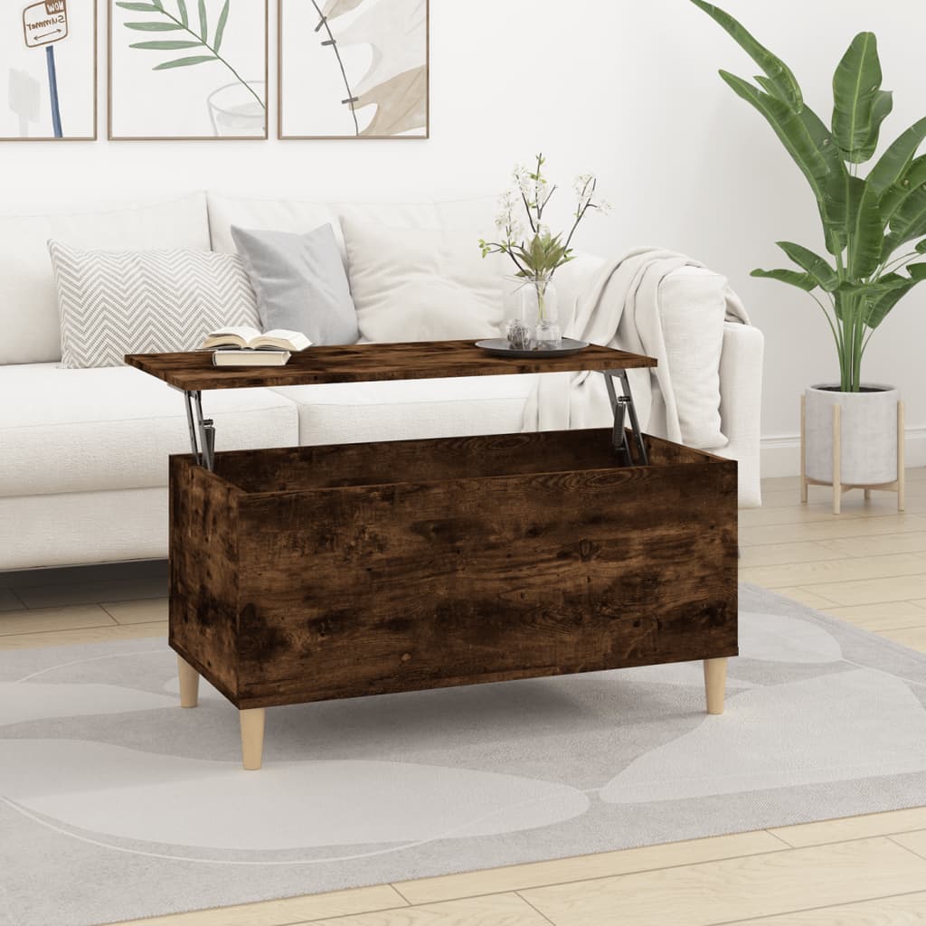 Mesa De Centro Madera Contrachapada Roble Marrón 60X44,5X45 Cm