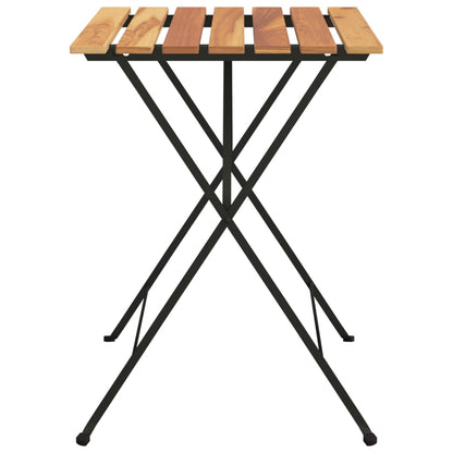 Mesa De Cafetería Plegable Teca Maciza Y Acero 55X54X71 Cm