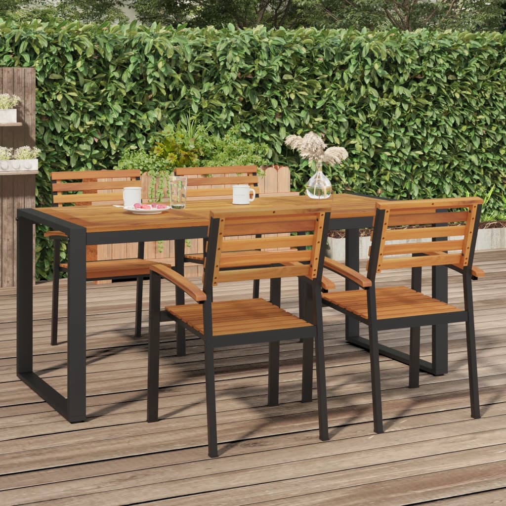 Mesa De Jardín Con Patas En U Madera Maciza Acacia