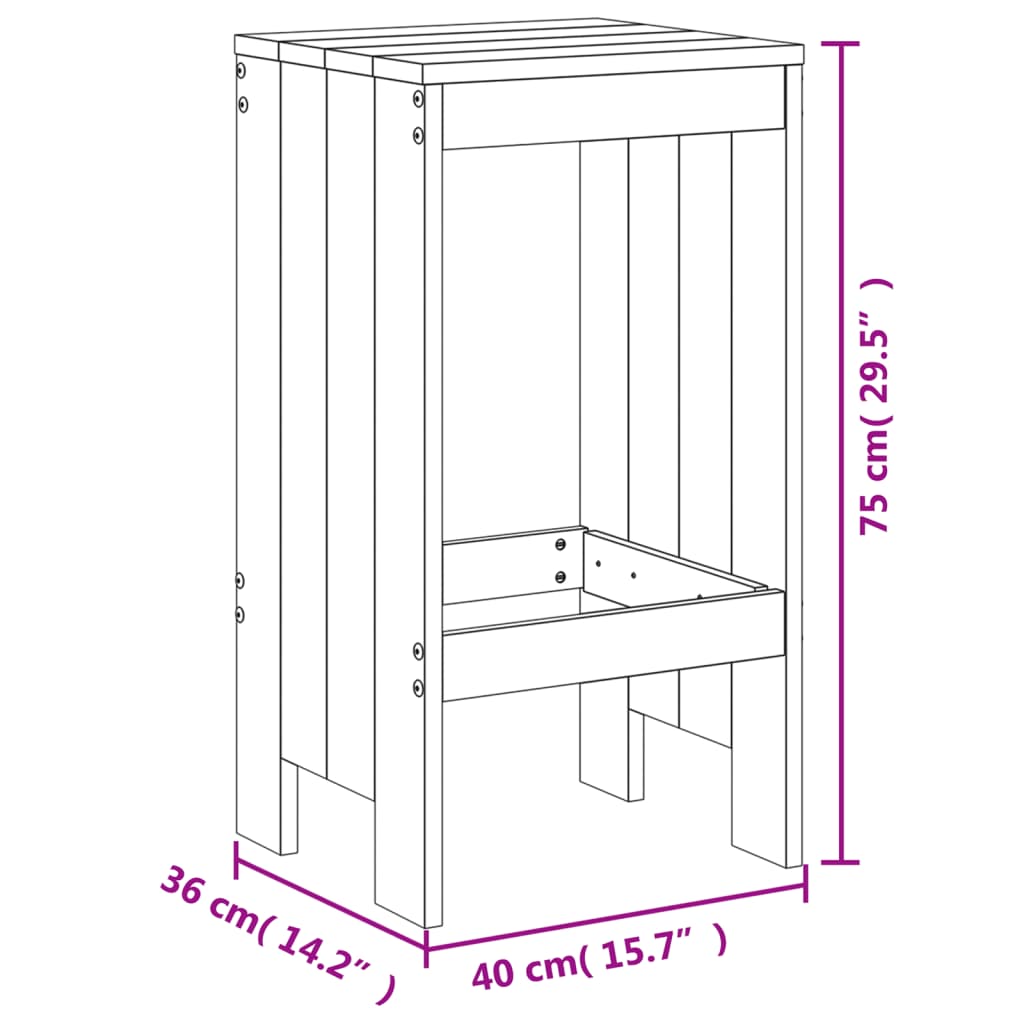 Set De Mesa Y Taburetes Altos Jardín 3 Pzas Madera