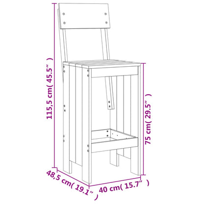 Set De Mesa Y Taburetes Altos Jardín 3 Piezas Madera