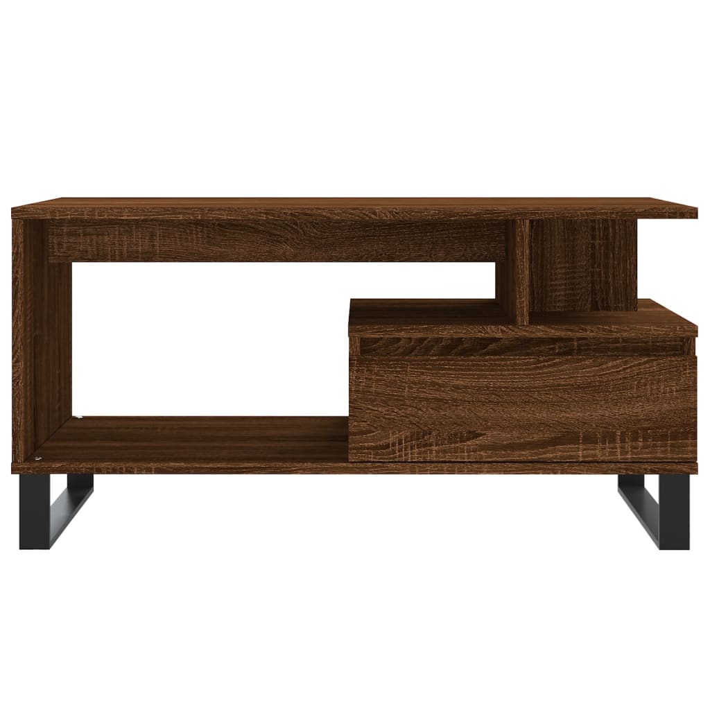 Mesa De Centro Madera Contrachapada Roble Marrón 90X49X45 Cm