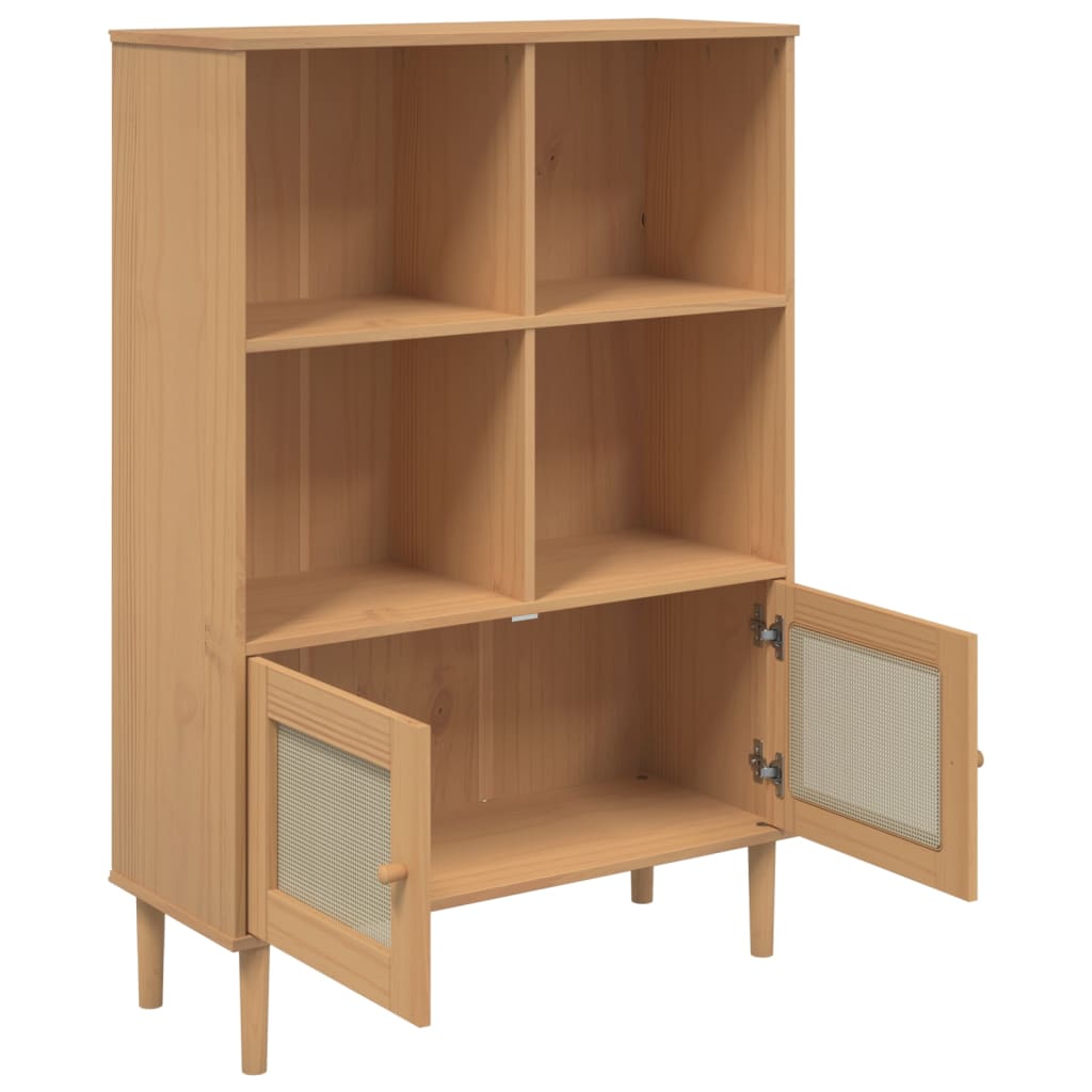 Estantería Senja Aspecto Ratán Madera Pino 90X35X130 Cm