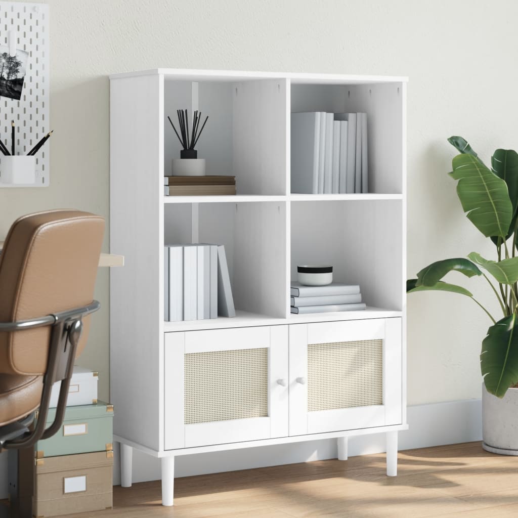 Estantería Senja Aspecto Ratán Madera Pino 90X35X130 Cm