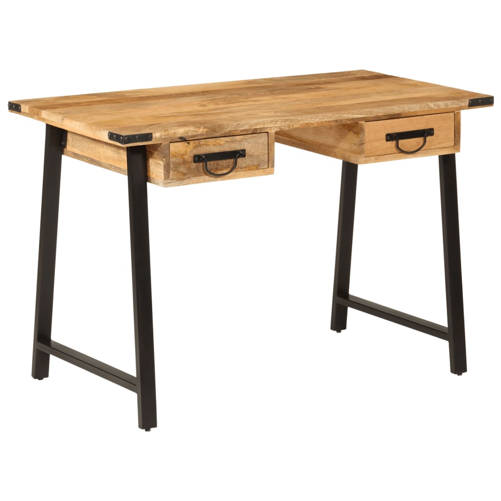 Escritorio Con Cajones Madera Mango Maciza Y Hierro 105X55X70Cm