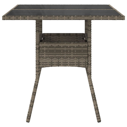 Mesa De Jardín Superficie De Vidrio Ratán Pe 80X80X75 Cm