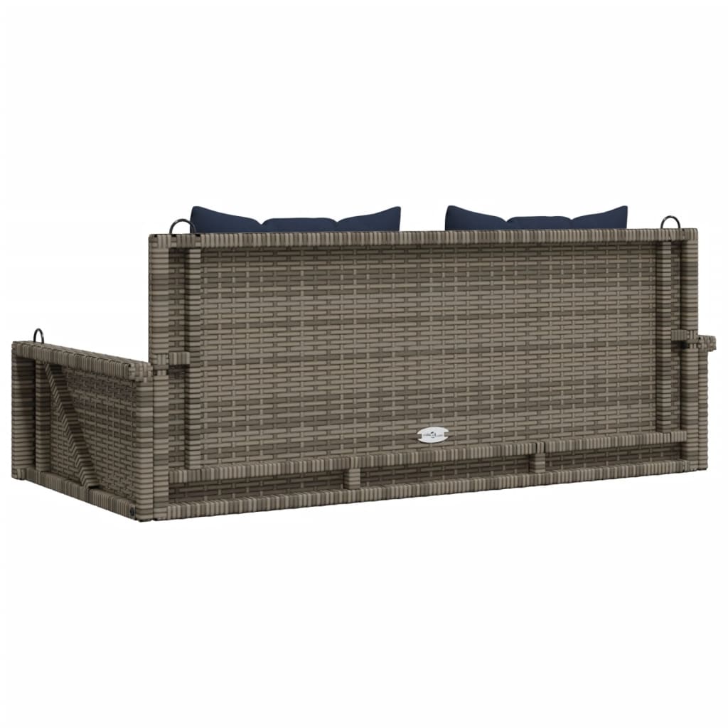 Banco Columpio Con Cojines Gris 119X56X48 Cm Ratán Sintético
