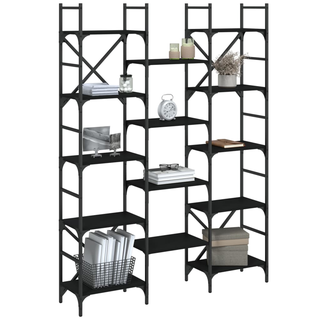 Estantería Madera De Ingeniería Negra 127,5X28,5X172,5 Cm