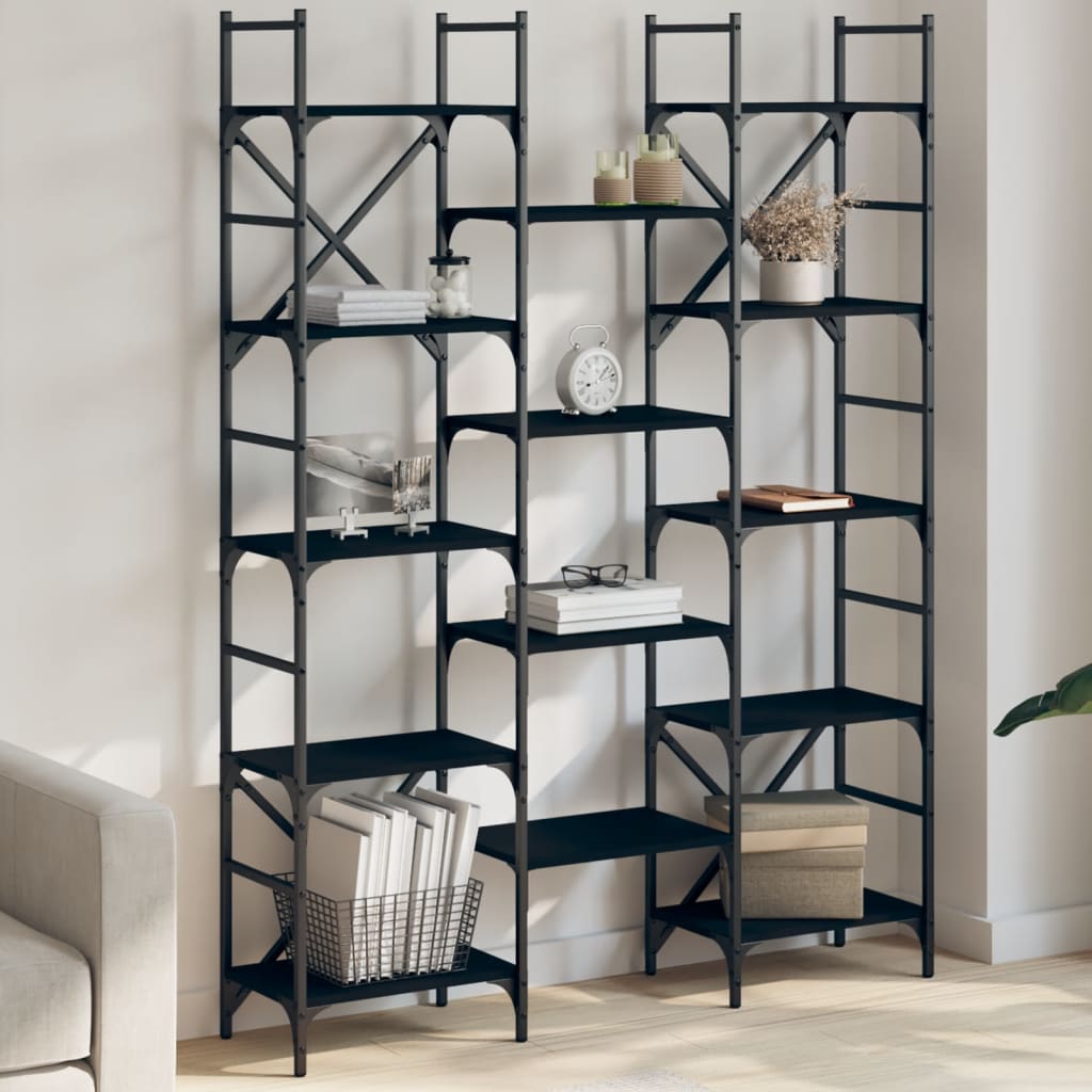 Estantería Madera De Ingeniería Negra 127,5X28,5X172,5 Cm