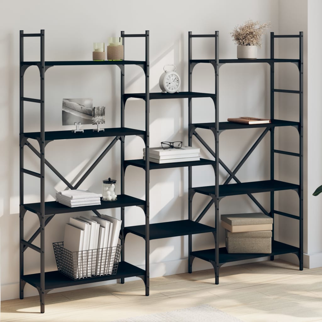 Estantería Madera De Ingeniería Negra 127,5X28,5X172,5 Cm