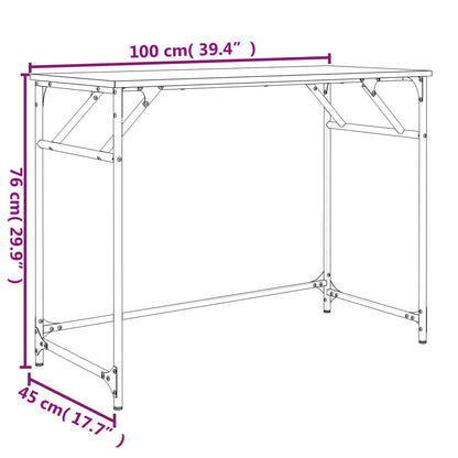 Escritorio Madera Ingeniería Y Acero Sonoma Gris 100X45X76 Cm
