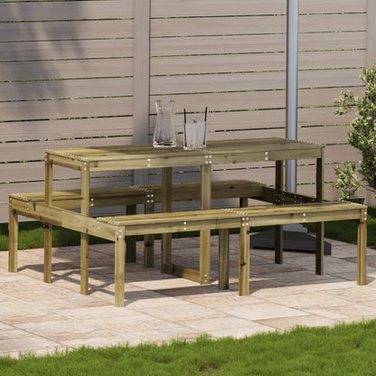Mesa De Pícnic Madera Pino Impregnada 110X134X75 Cm