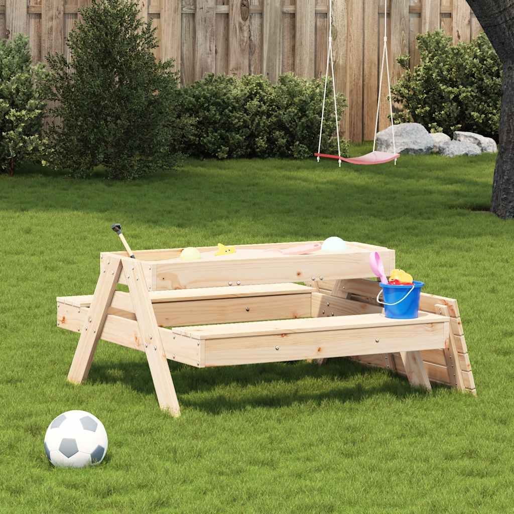 Mesa De Pícnic Con Arenero Para Niños Madera Maciza De Pino
