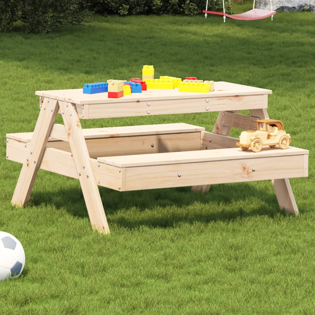 Mesa De Pícnic Para Niños Madera Maciza Pino 88X97X52 Cm