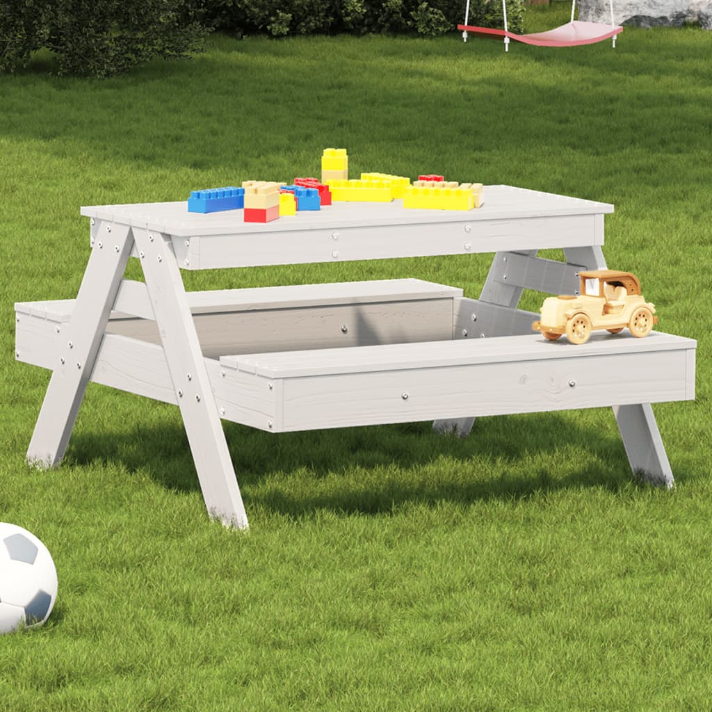 Mesa De Pícnic Para Niños Madera Maciza Pino 88X97X52 Cm