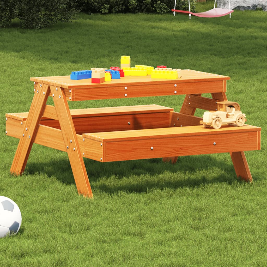 Mesa De Pícnic Para Niños Madera Maciza Pino 88X97X52 Cm
