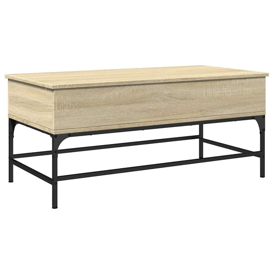 Mesa De Centro Madera Ingeniería Metal 100X50X45Cm