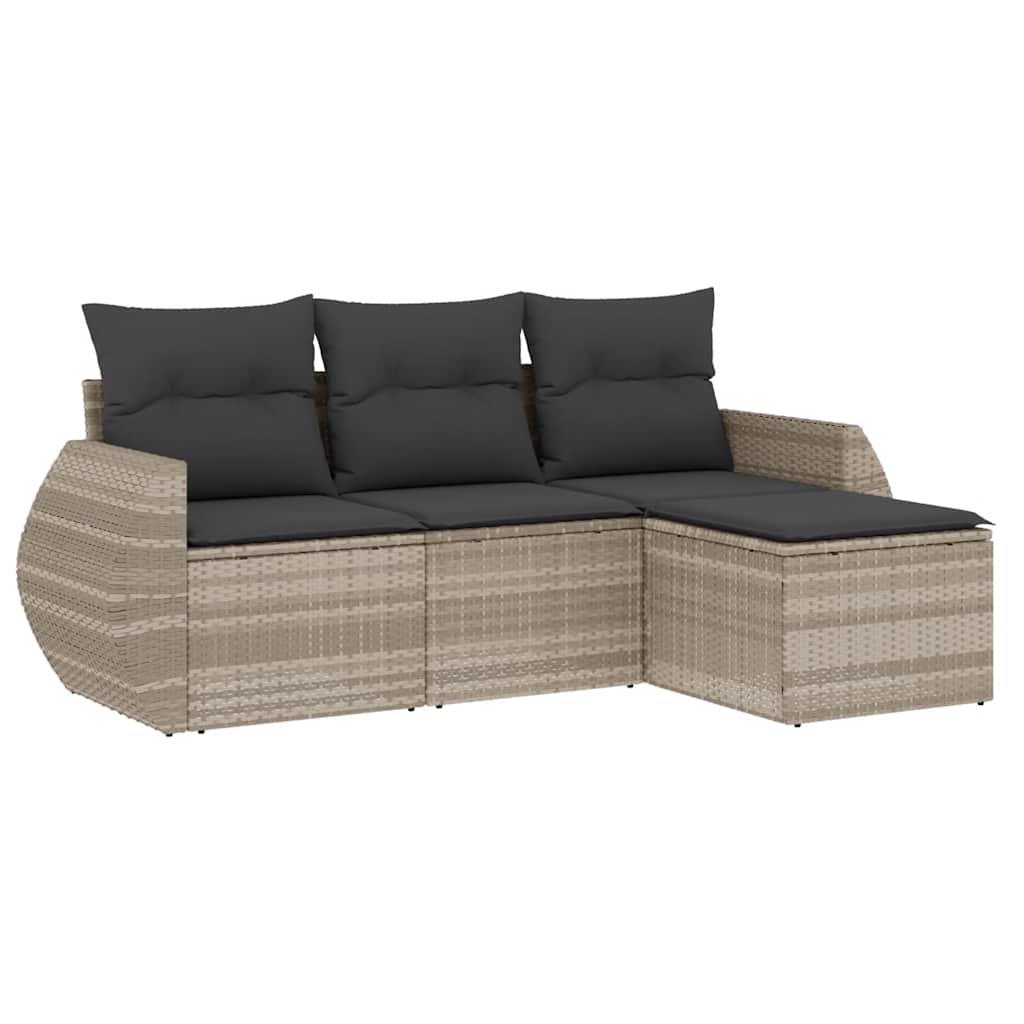 Set De Sofás De Jardín 4 Pzas Y Cojines Ratán Sintético Gris