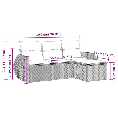 Set De Sofás De Jardín 4 Pzas Y Cojines Ratán Sintético Gris