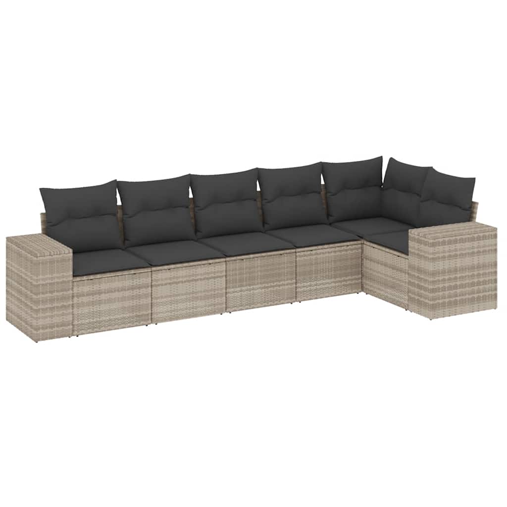 Set De Sofás De Jardín 6 Pzas Y Cojines Ratán Sintético Gris