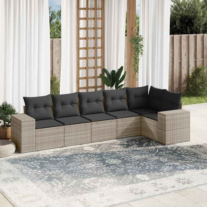 Set De Sofás De Jardín 6 Pzas Y Cojines Ratán Sintético Gris