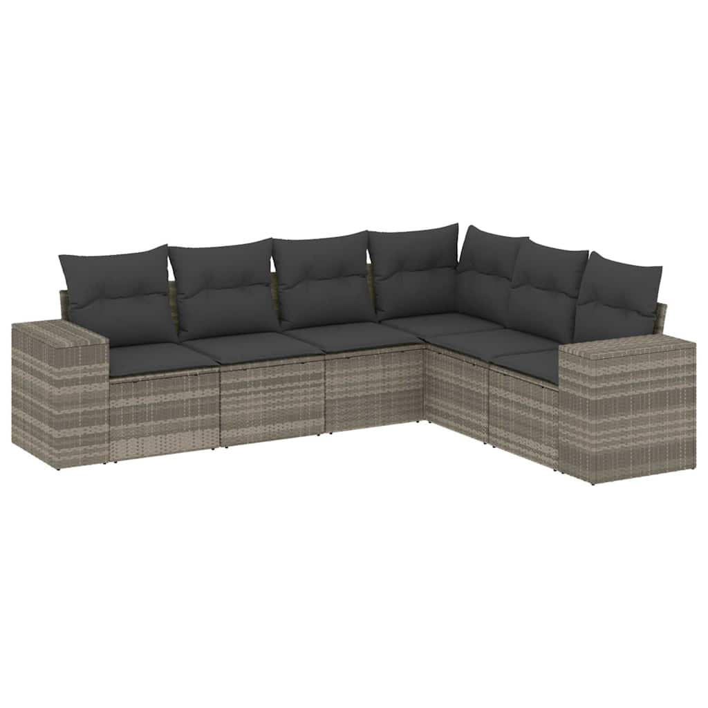 Set De Sofás De Jardín 6 Pzas Y Cojines Ratán Sintético Gris