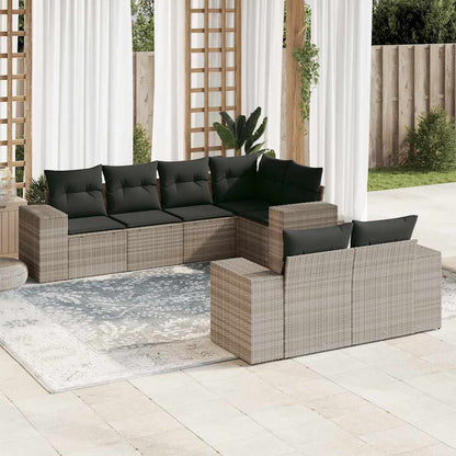 Set De Sofás De Jardín 7 Pzas Con Cojines Ratán Pe