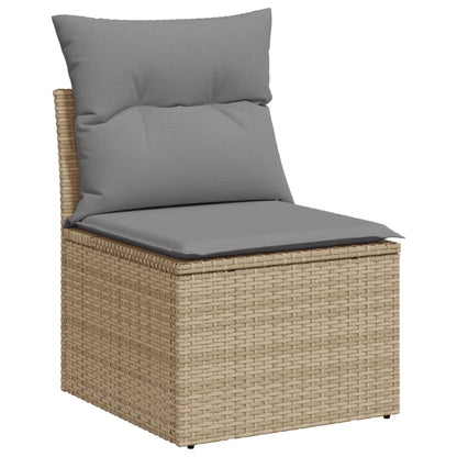 Set De Sofás De Jardín 9 Pzas Con Cojines Ratán Sintético Beige