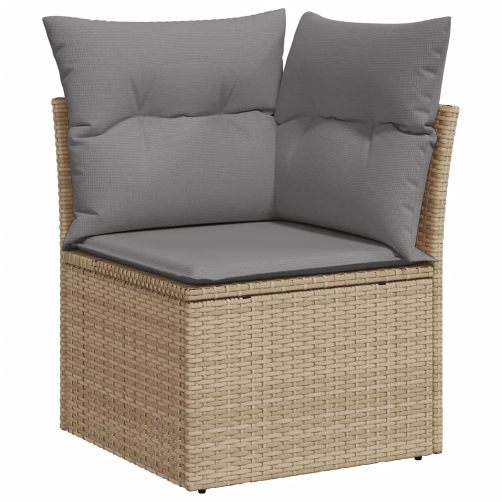 Set De Sofás De Jardín 9 Pzas Con Cojines Ratán Sintético Beige