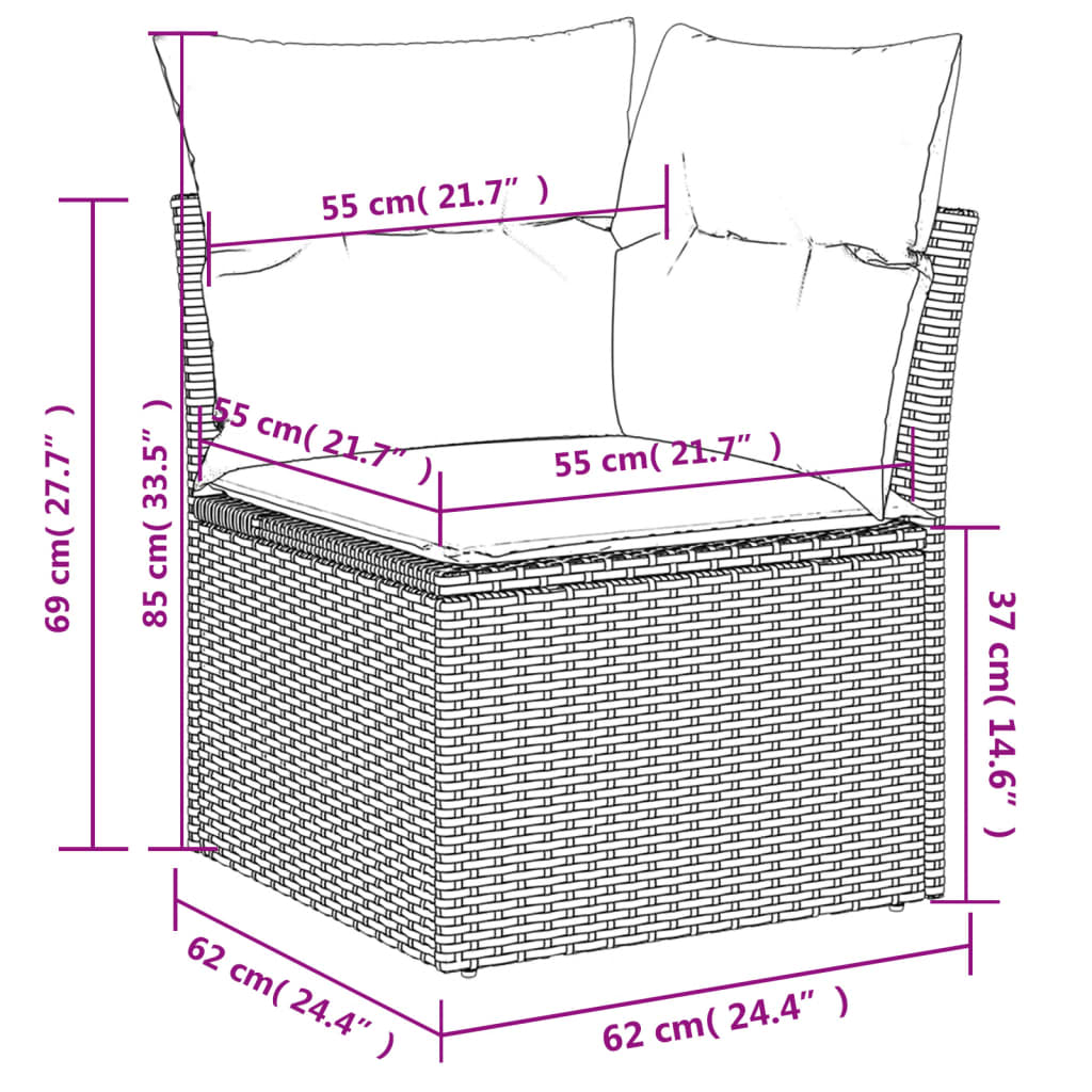 Set De Sofás De Jardín 9 Pzas Con Cojines Ratán Sintético Beige