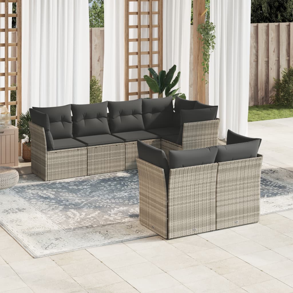 Set De Sofás De Jardín 7 Pzas Con Cojines Ratán Pe