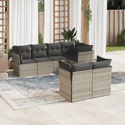 Set De Sofás De Jardín 7 Pzas Con Cojines Ratán Pe