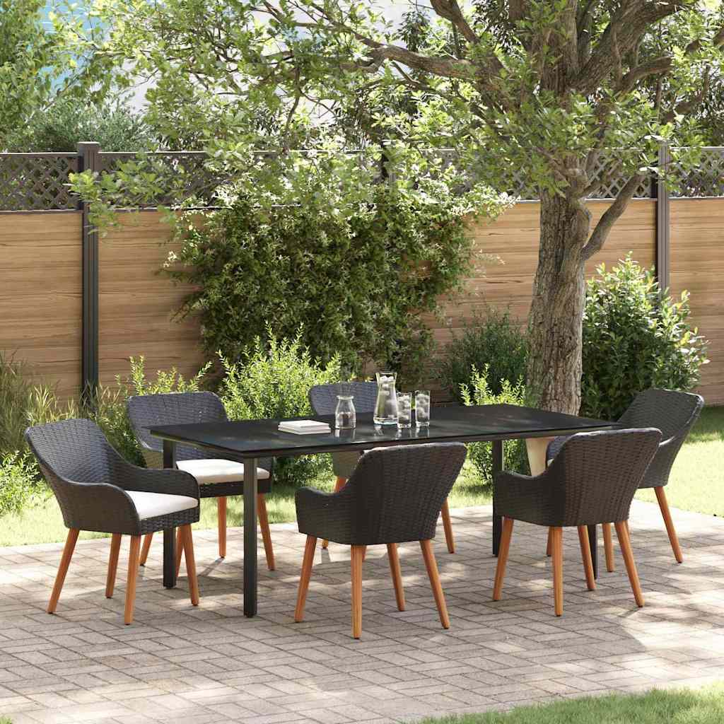 Conjunto De Comedor De Jardín 7 Pcs Ratán Sintético