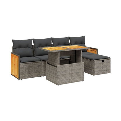 Set De Muebles De Jardín 6 Pzas Y Cojines Ratán Sintético