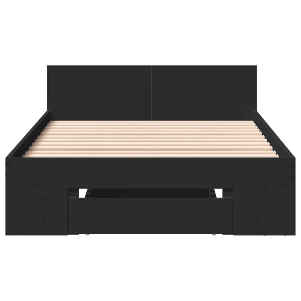 Cama Con Cajón Madera De Ingeniería Negra