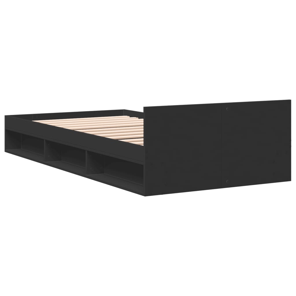 Cama Con Cajón Madera De Ingeniería Negra