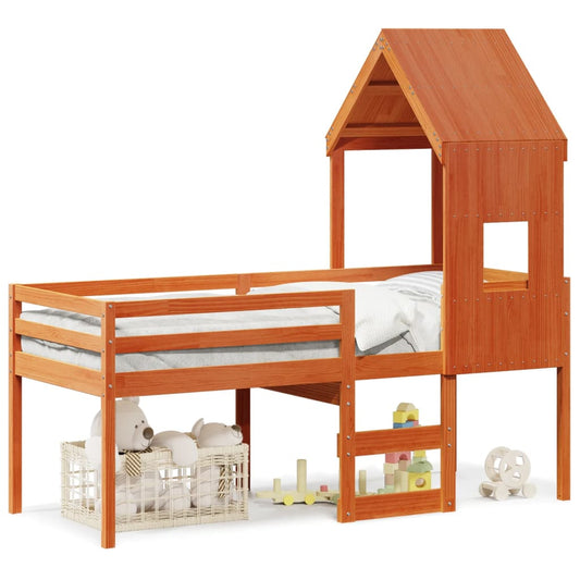 Cama Alta Con Techo Madera Maciza De Pino