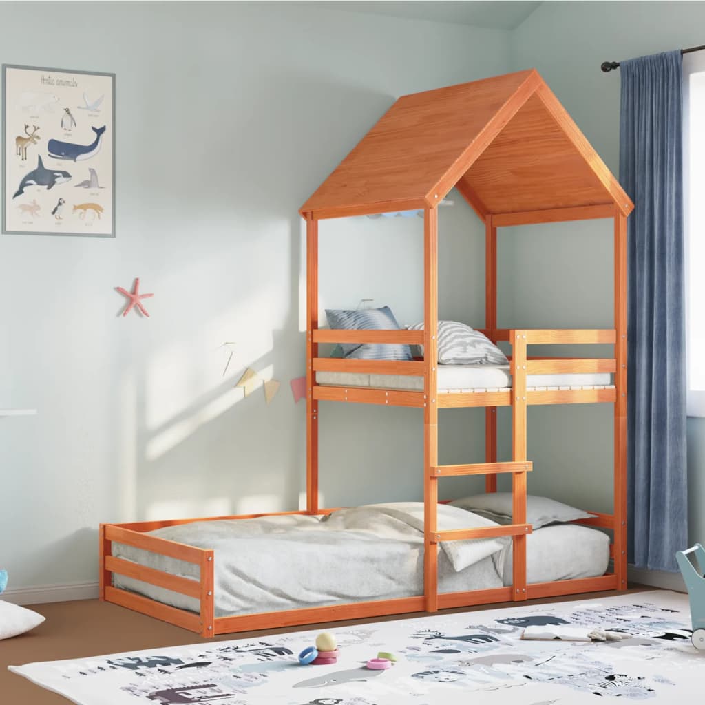 Cama Con Techo Madera Maciza De Pino