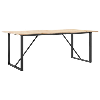 Mesa De Comedor Marco O Madera Maciza Pino Y Acero 200X100X75Cm