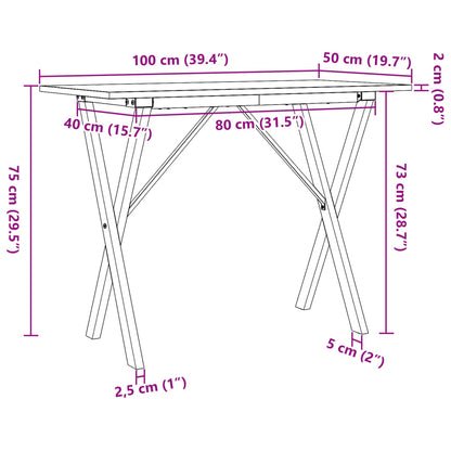 Mesa De Comedor Marco X Madera Maciza Pino Y Acero 100X50X75Cm