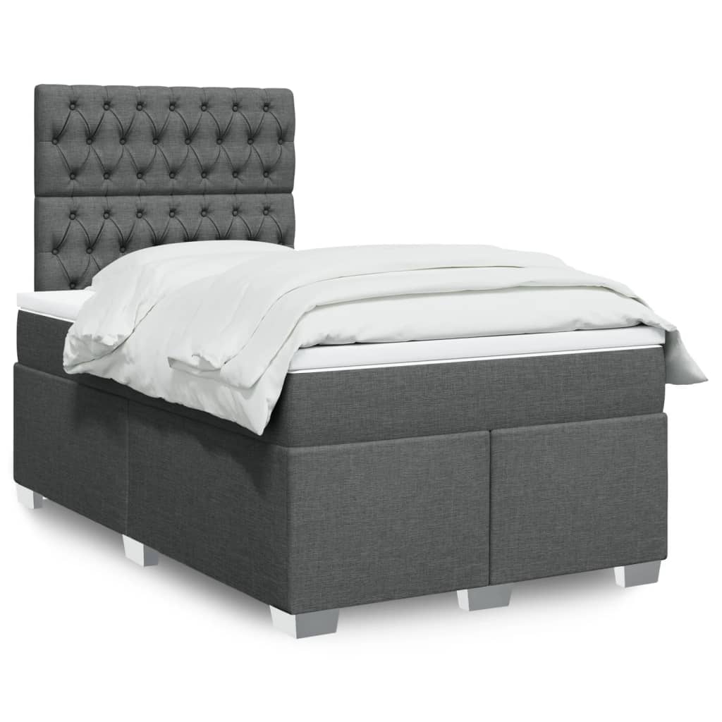 Cama Box Spring Con Colchón Tela