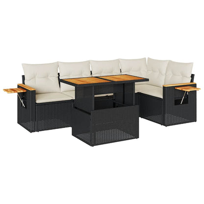 Set Sofás Jardín Y Cojines 6 Pzas Ratán Sintético Acacia Negro
