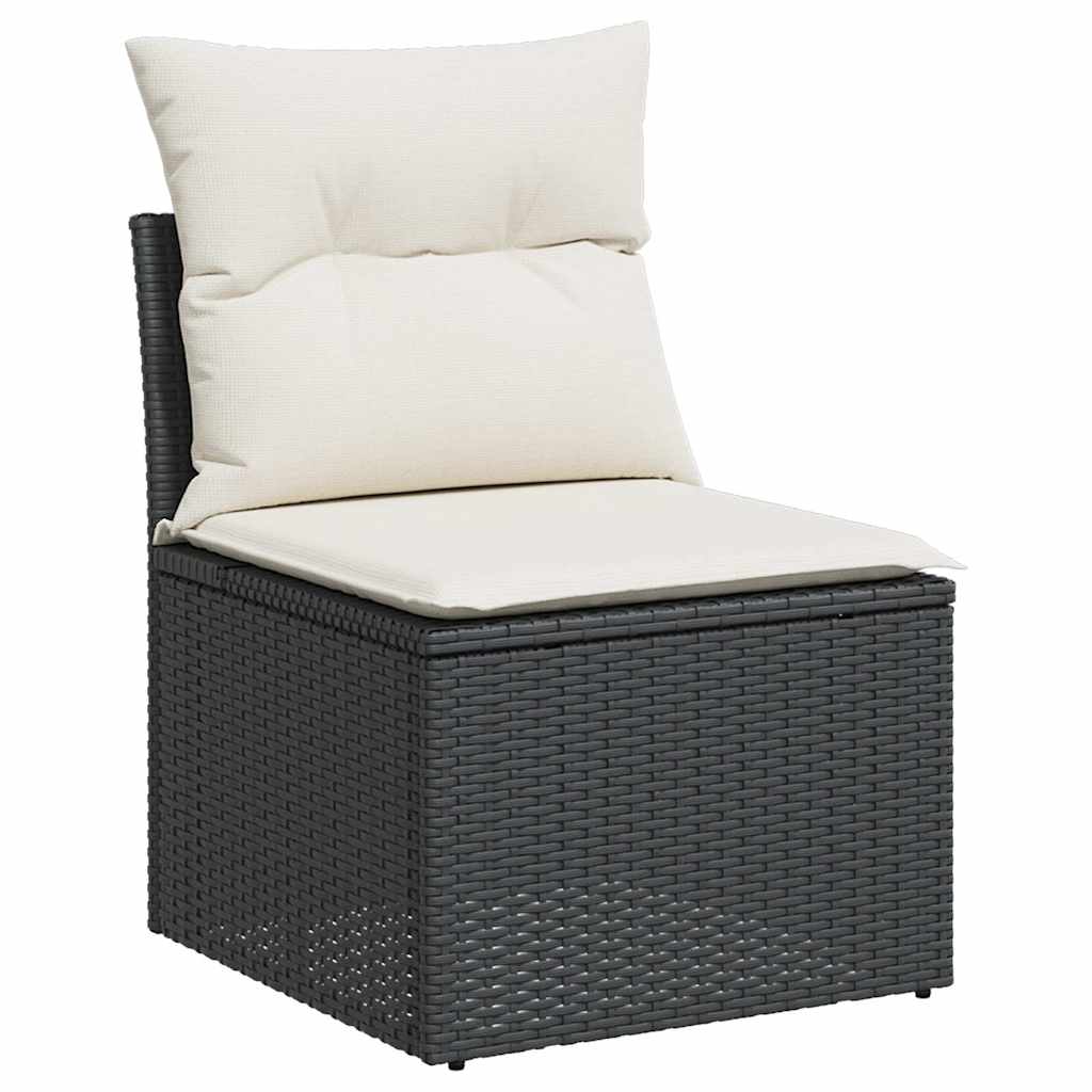 Set Sofás Jardín Y Cojines 6 Pzas Ratán Sintético Acacia Negro