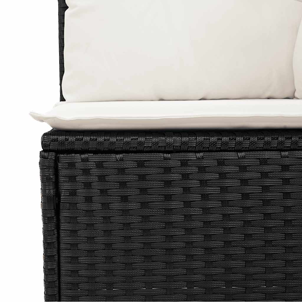 Set Sofás Jardín Y Cojines 6 Pzas Ratán Sintético Acacia Negro