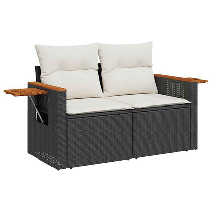 Set Sofás Jardín Y Cojines 6 Pzas Ratán Sintético Acacia Negro