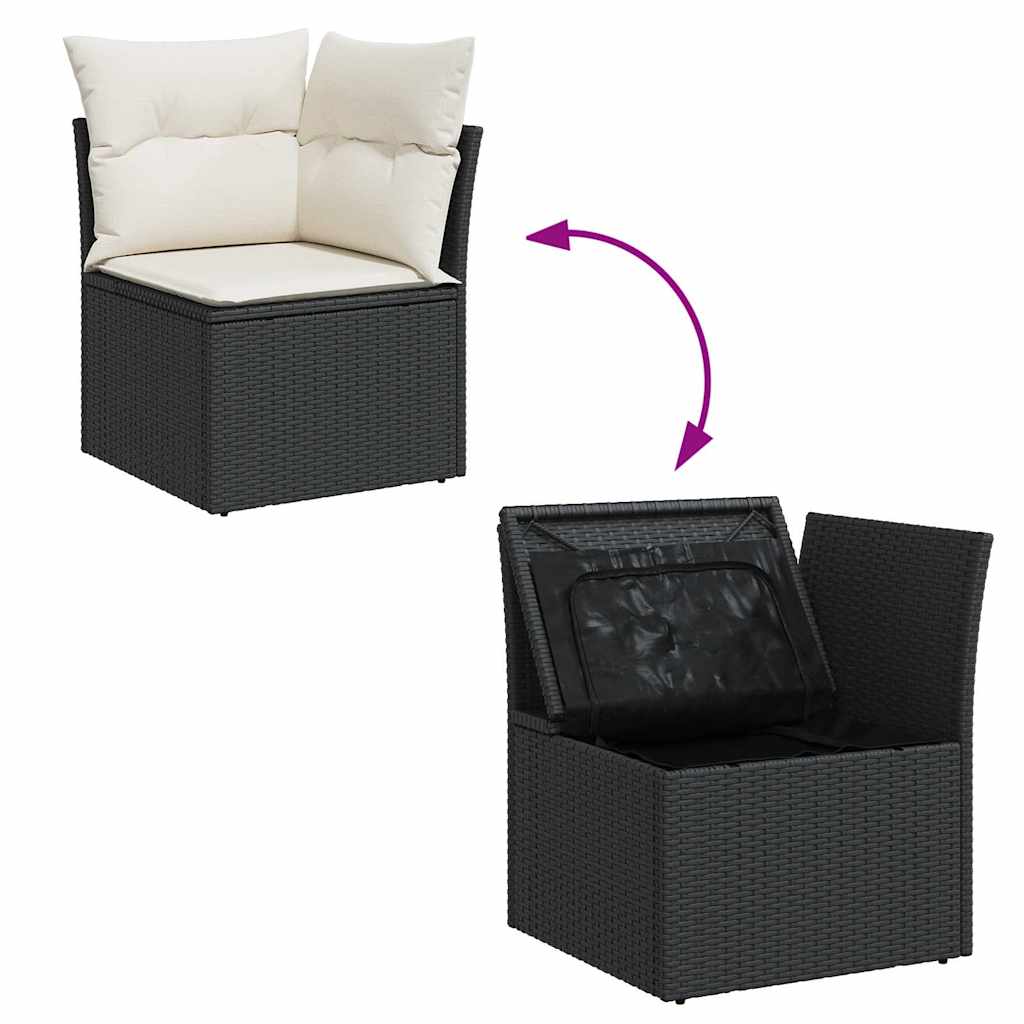 Set Sofás Jardín Y Cojines 6 Pzas Ratán Sintético Acacia Negro