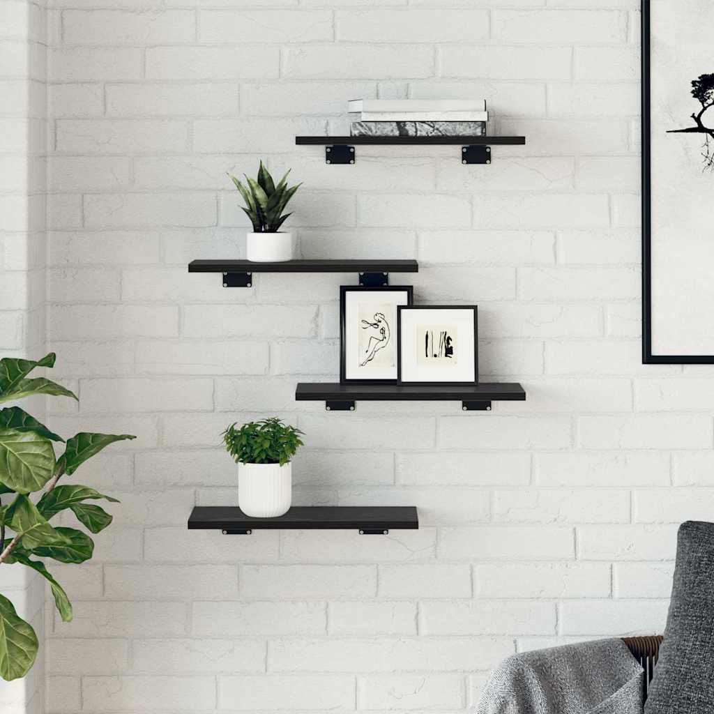 Tablero De Estantería 4 Pcs Negro
