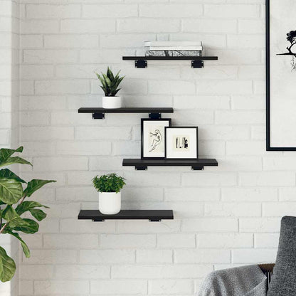 Tablero De Estantería 4 Pcs Negro