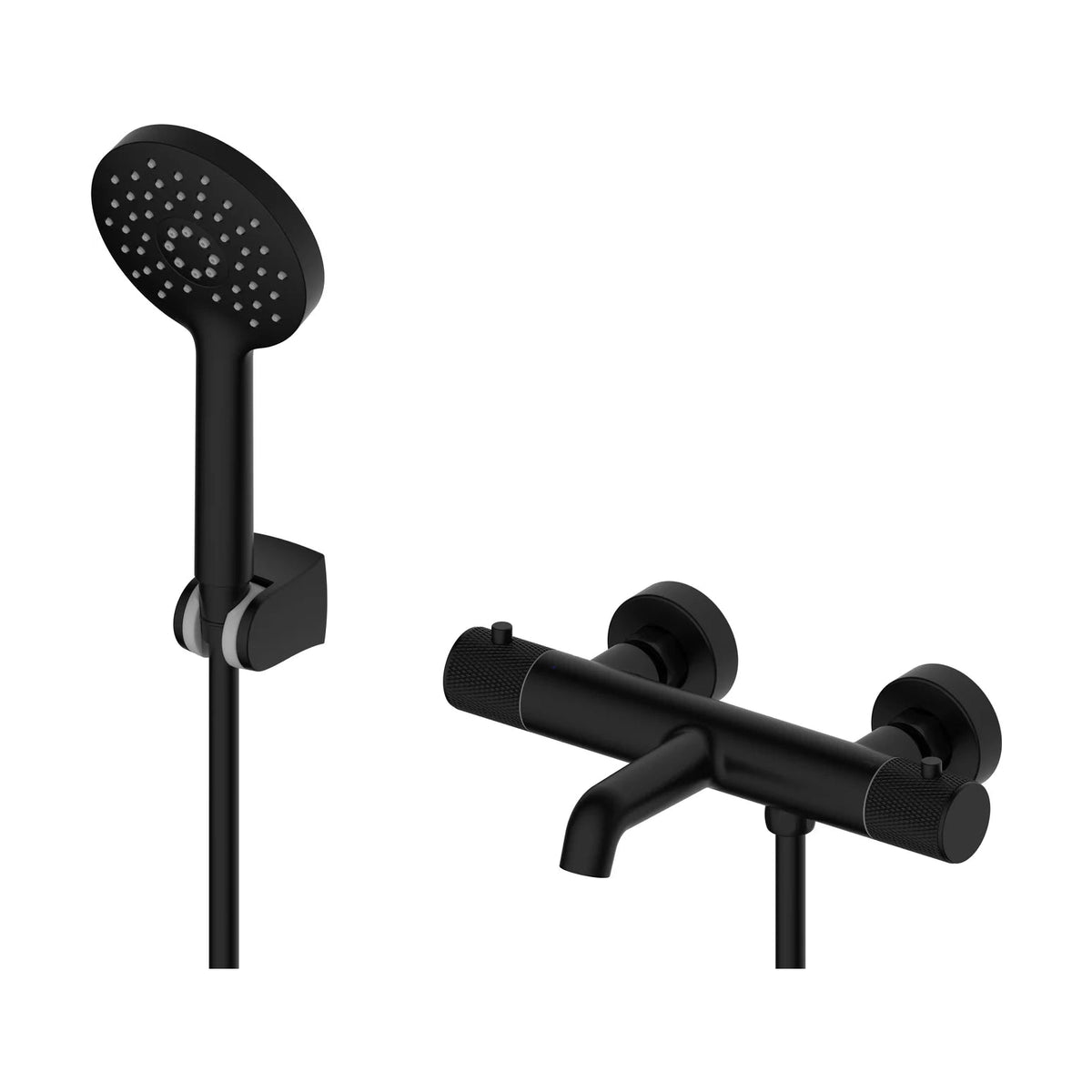 Grifería de baño ducha Stillo Hades termostático negro moleteado