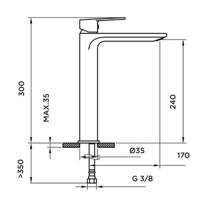 Grifo de lavabo extra alto Stillo Kios negro con aireador